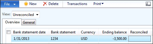 Bank account reconciliation