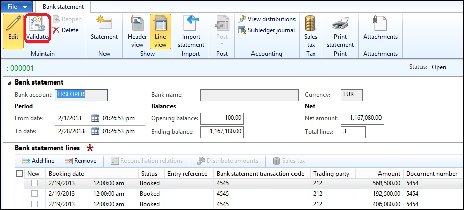 Bank account reconciliation