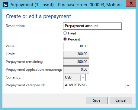 The prepayment invoice