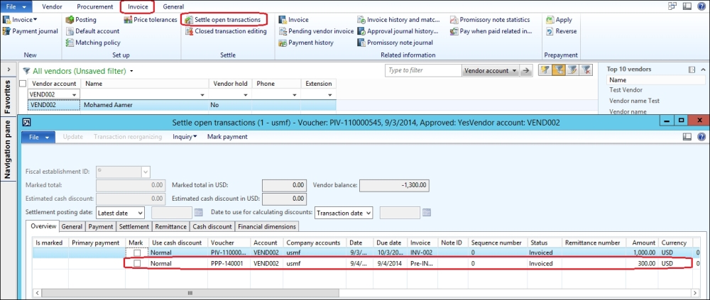 The prepayment invoice