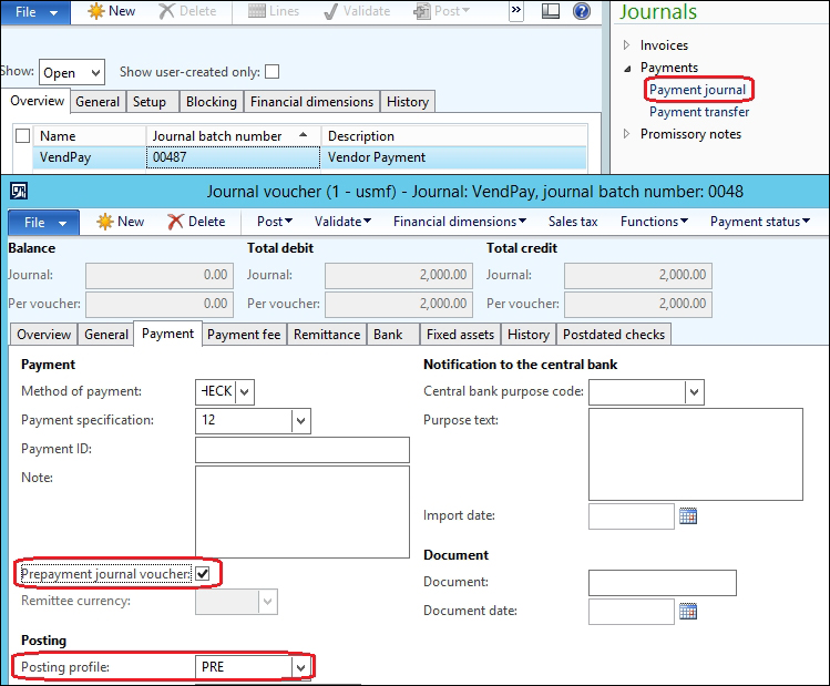 The prepayment invoice