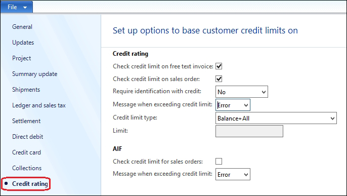 Customer credit limit management