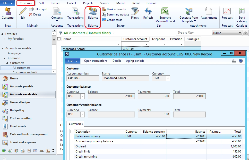 Customer credit limit management