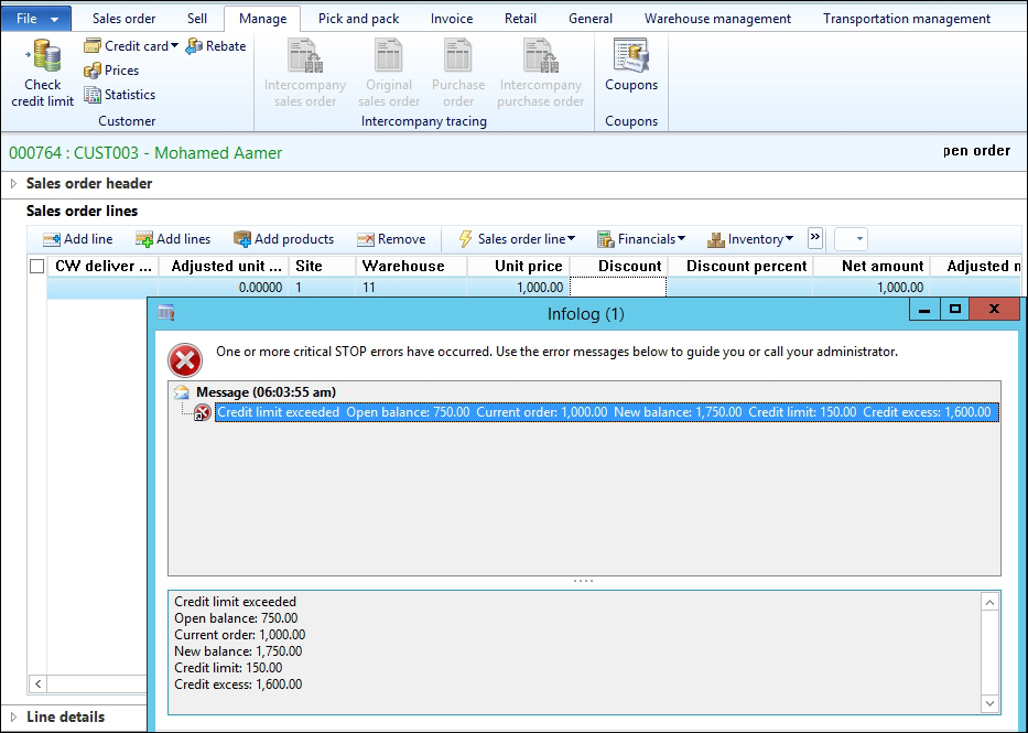 Customer credit limit management