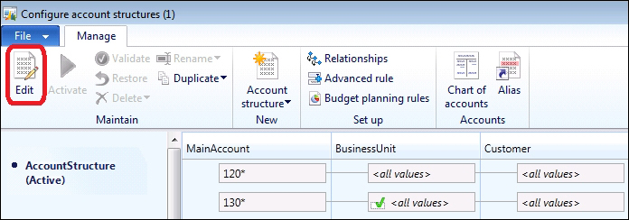 Configuring the account structure