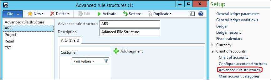 Advanced rules structure