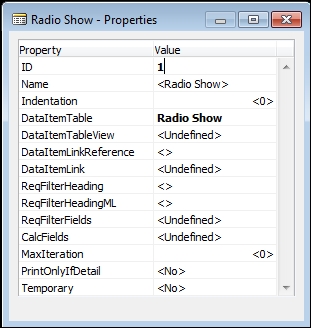 DataItem properties