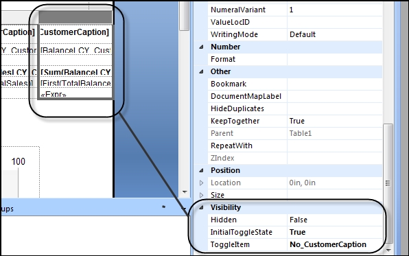 Interactive visible/not visible