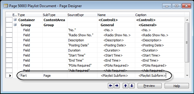 Creating the Playlist Subform page