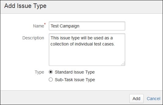 Creating Issue Types for test campaign and test cases