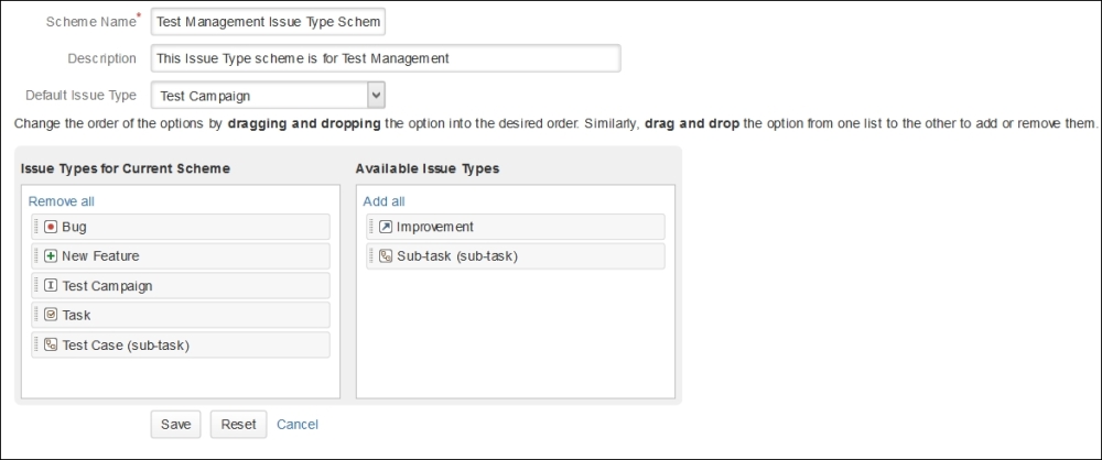 Creating new Issue Type Schemes