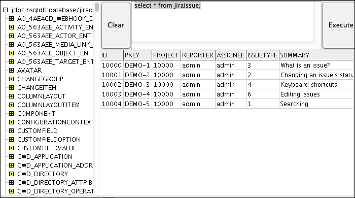 Accessing HSQLDB