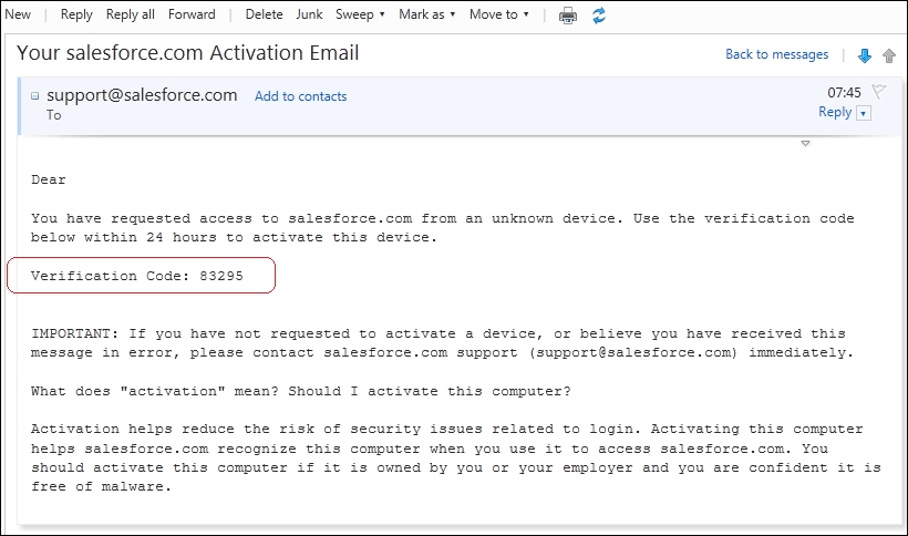 E-mail message verification code