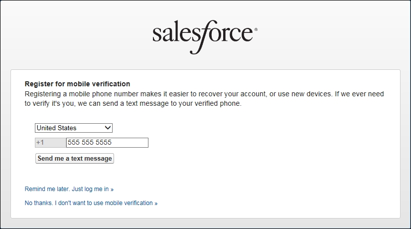 SMS text message verification code