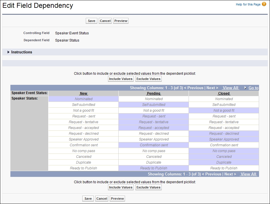 Dependent and controlling picklists