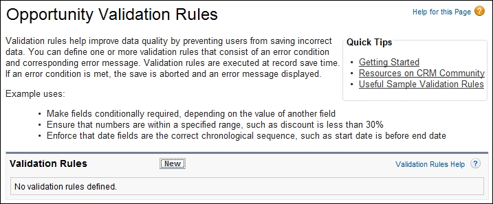 Data validation rules