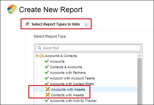 Hiding standard report types