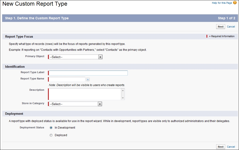 Defining custom report types