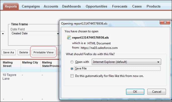 Printing and exporting reports