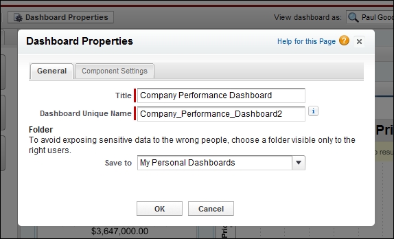 Customizing dashboards