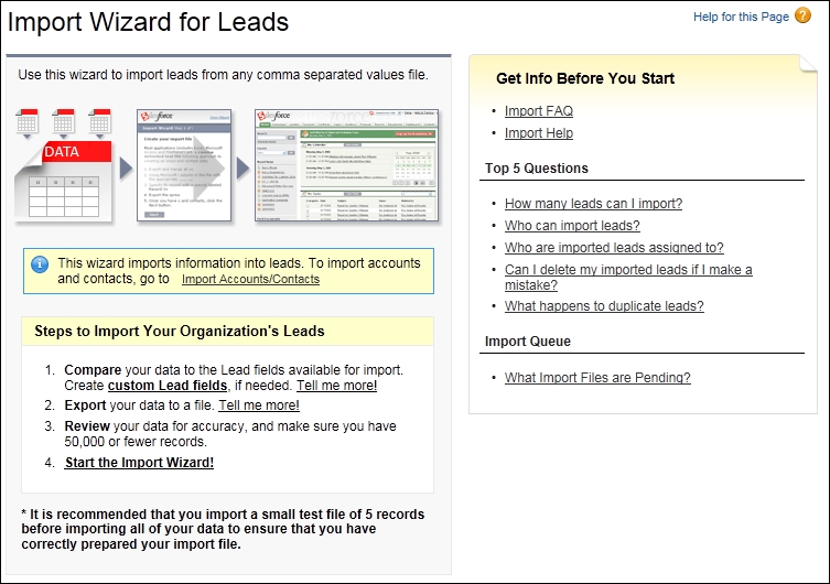 Manual importing of multiple leads