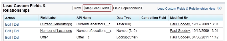 Lead conversion field mappings