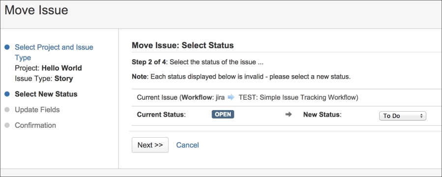 Moving an issue between projects