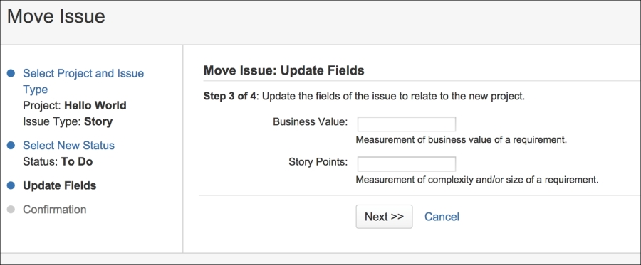 Moving an issue between projects