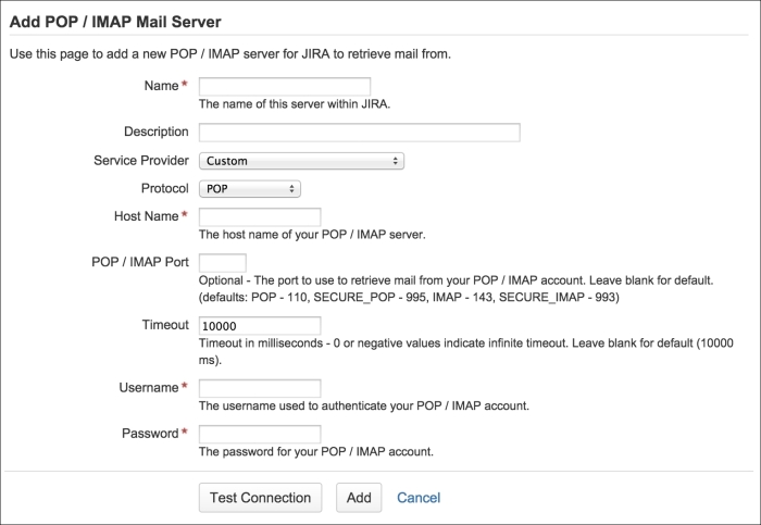 Adding an incoming mail server