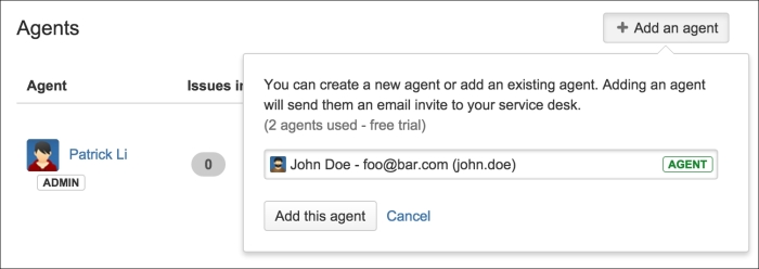 Adding an agent to service desk