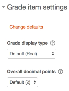 Setting the course default for the grade display type