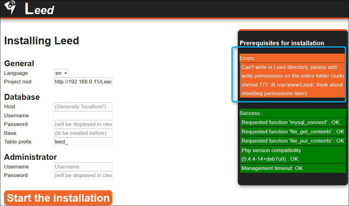 Installing Leed