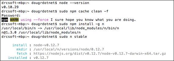 Upgrading Node.js via NPM on Mac
