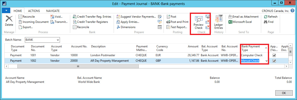 Creating and printing checks