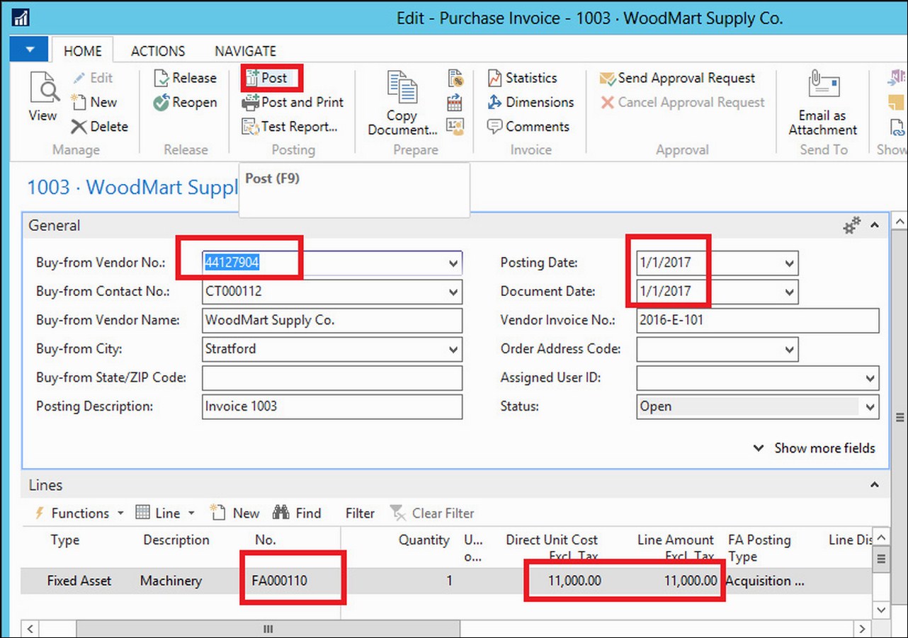 Purchasing fixed assets