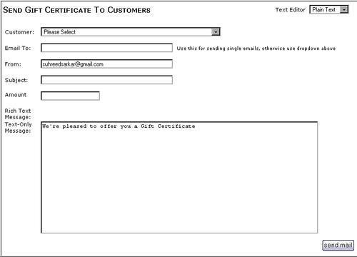 Sending a Gift Certificate