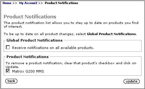 Product Notification Subscription