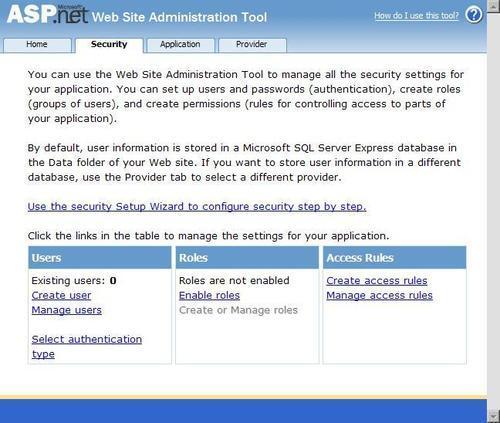 Creating a user account with the ASP.NET configuration tool