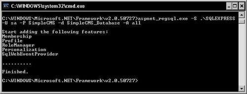 The aspnet_regsql.exe tool