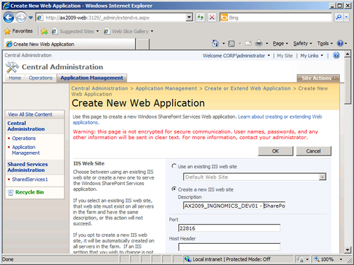 Creating the Enterprise Portal SharePoint Application