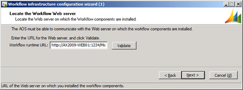 Running the Workflow infrastructure configuration wizard