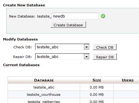 Database access information