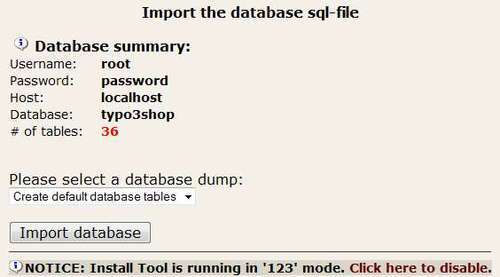 Importing the database