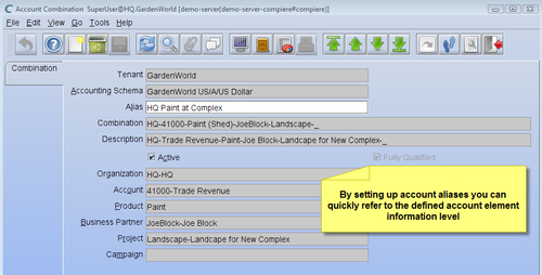 Account Combinations and aliases