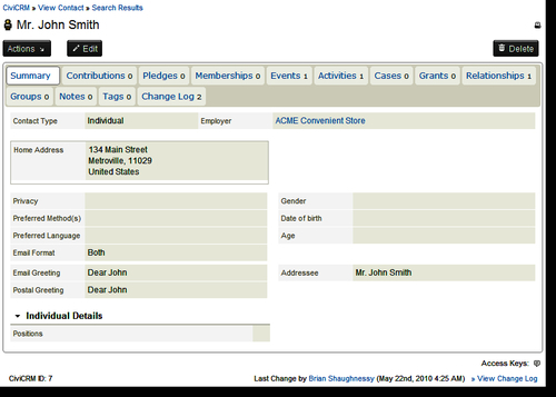 Core information fields