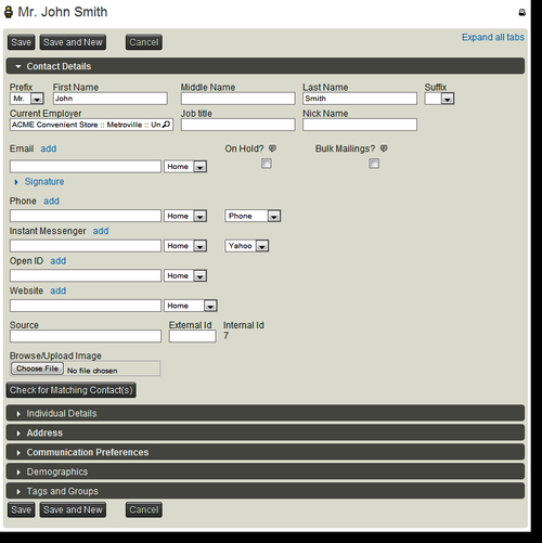 Core information fields