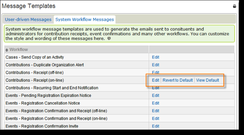 Customizing system workflow messages