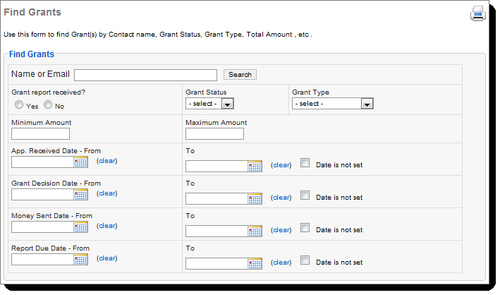 Tracking grant applications