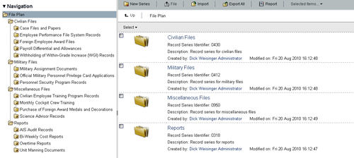 Looking at the Alfresco example File Plan