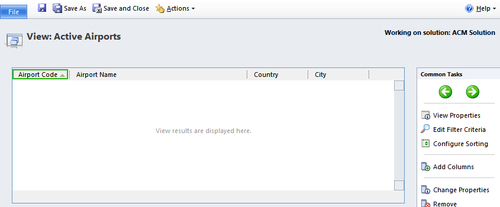 Views—Airport entity, ACM data modelViewsActive Airports and other Views